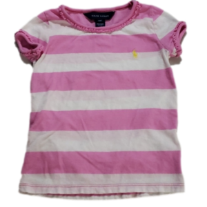 Ralph Lauren Pink and White Striped Long Sleeve Tee